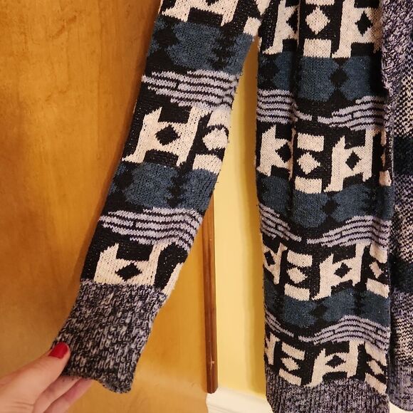 Ecote Women's Southwestern Aztec Print Open Cardigan Sweater Size M - Picture 4 of 8
